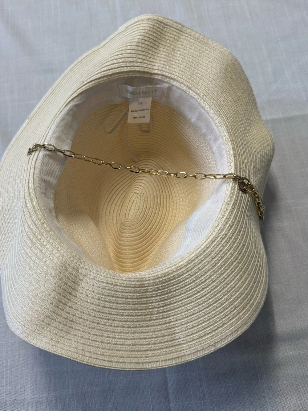 Kendra Scott Pasleigh Panama Gold Chain Chin Strap Hat